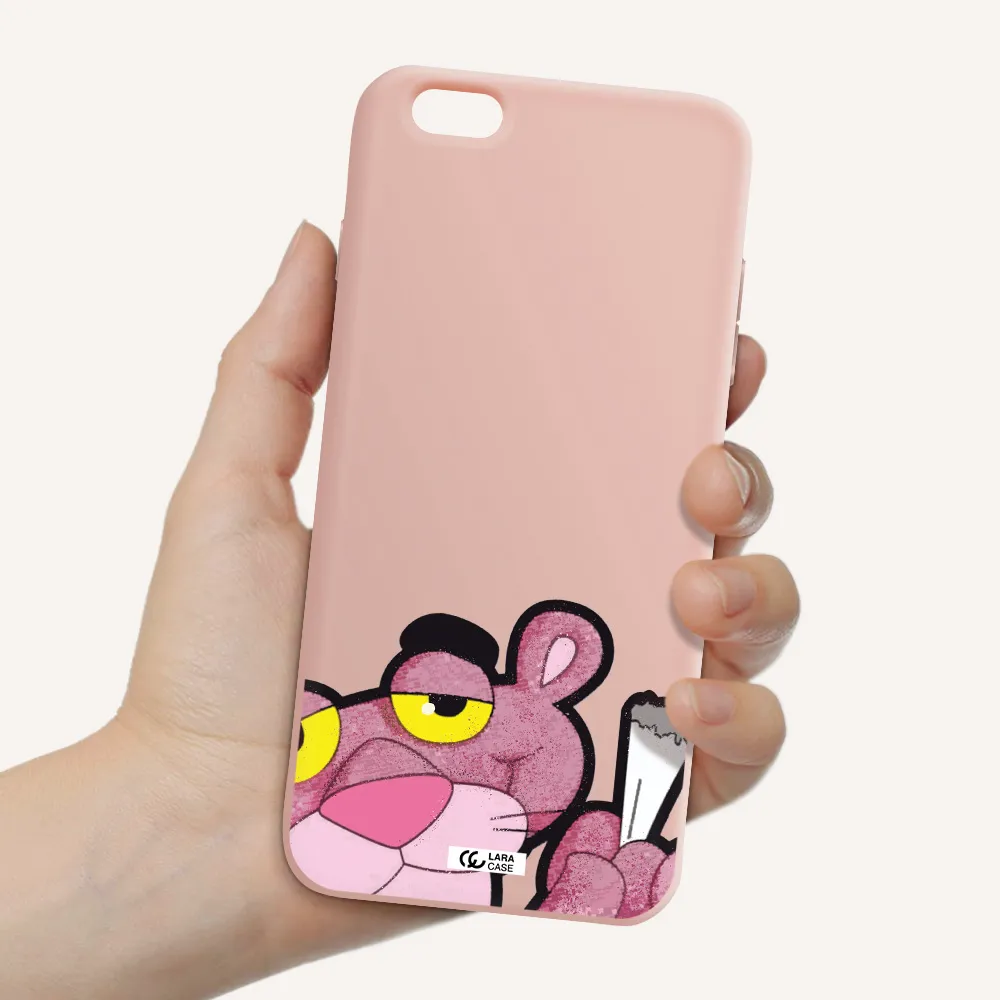 a cartoon of a pink bear Apple iPhone 6 s plus Silicone pastel pink Case