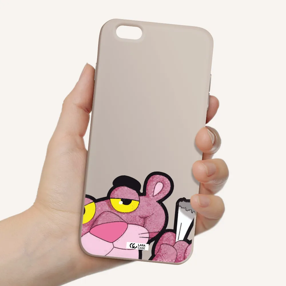 a cartoon of a pink bear Apple iPhone 6 s plus Silicone Stone Case