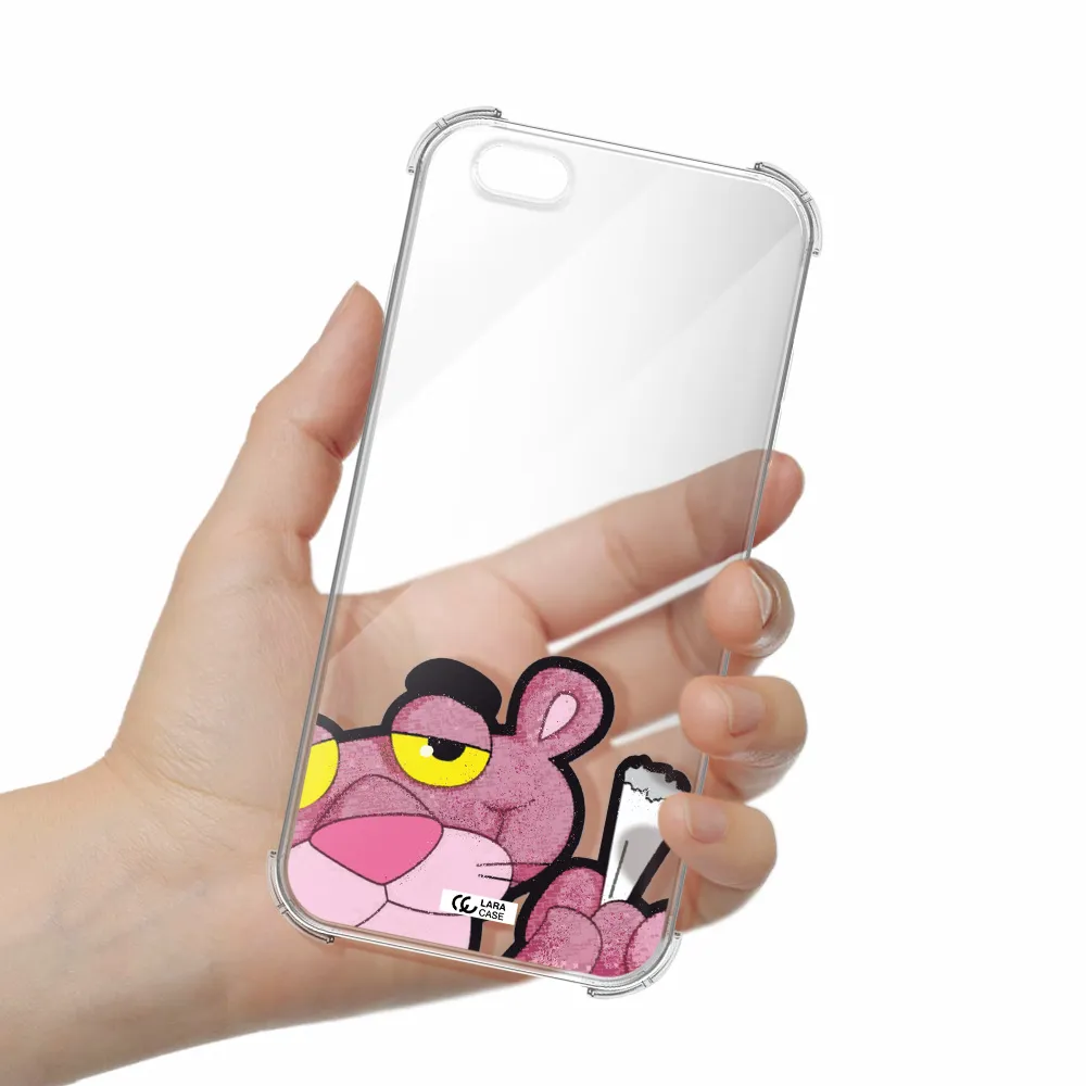 a cartoon of a pink bear Apple iPhone 6S Clear PC Case