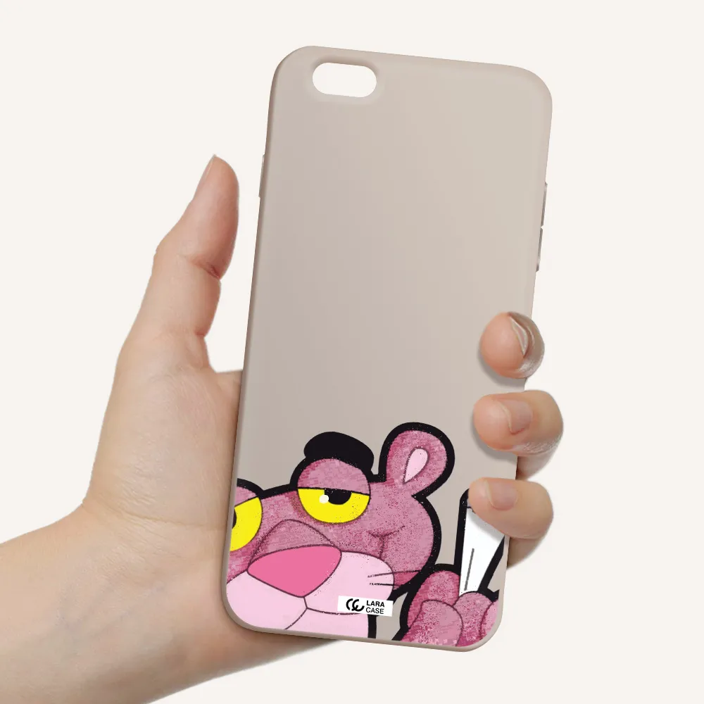 a cartoon of a pink bear Apple iPhone 6S Silicone Stone Case