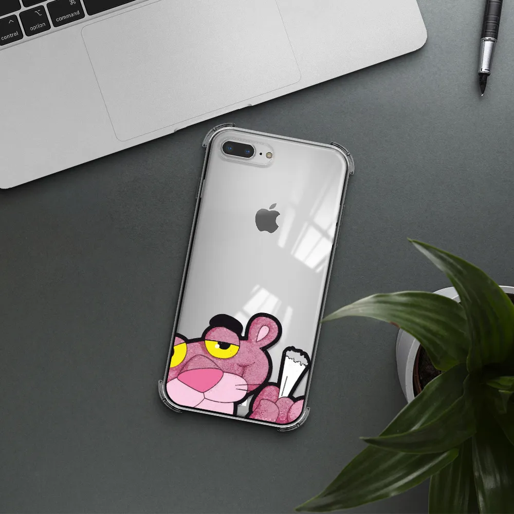 a cartoon of a pink bear Apple iPhone 7 plus Clear PC Case