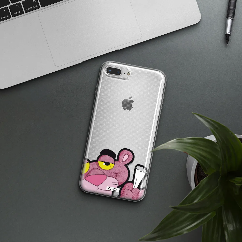 a cartoon of a pink bear Apple iPhone 7 plus Clear TPU Case
