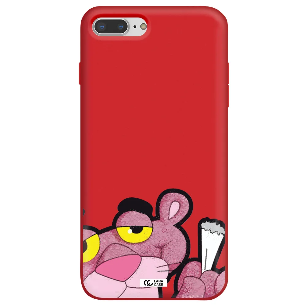 a cartoon of a pink bear Apple iPhone 7 plus Silicone Imperial Red Case