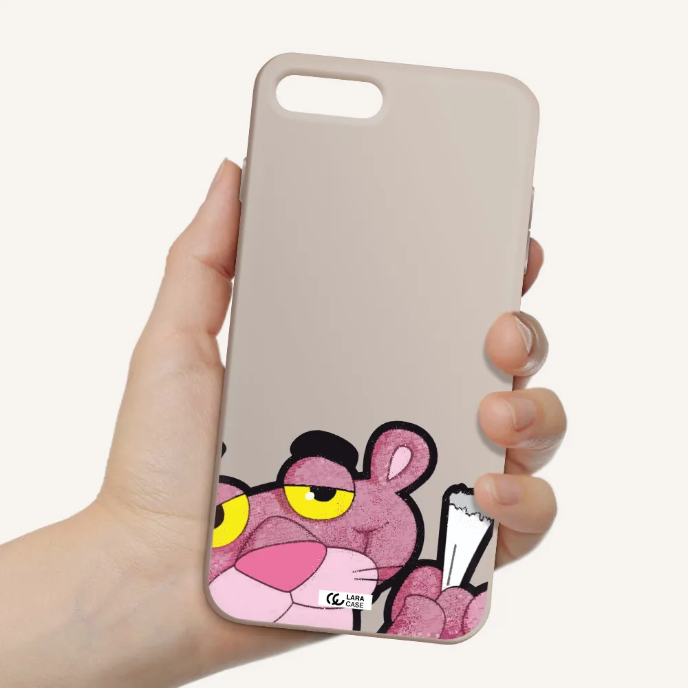 a cartoon of a pink bear Apple iPhone 7 plus Silicone Stone Case