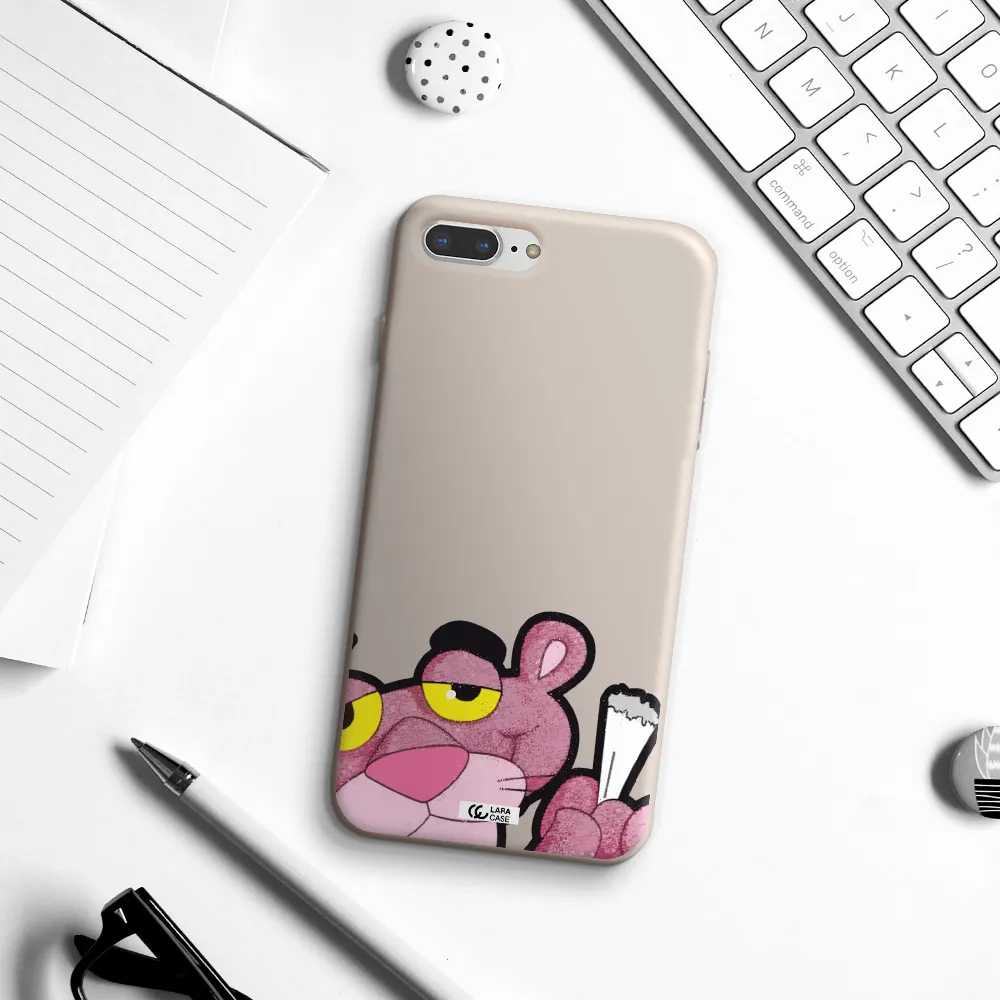 a cartoon of a pink bear Apple iPhone 7 plus Silicone Stone Case