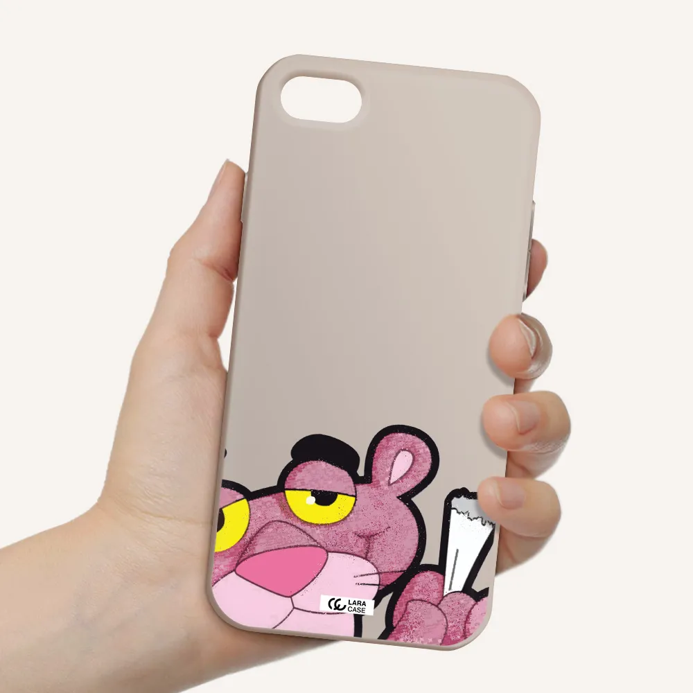a cartoon of a pink bear Apple iPhone 7 Silicone Stone Case