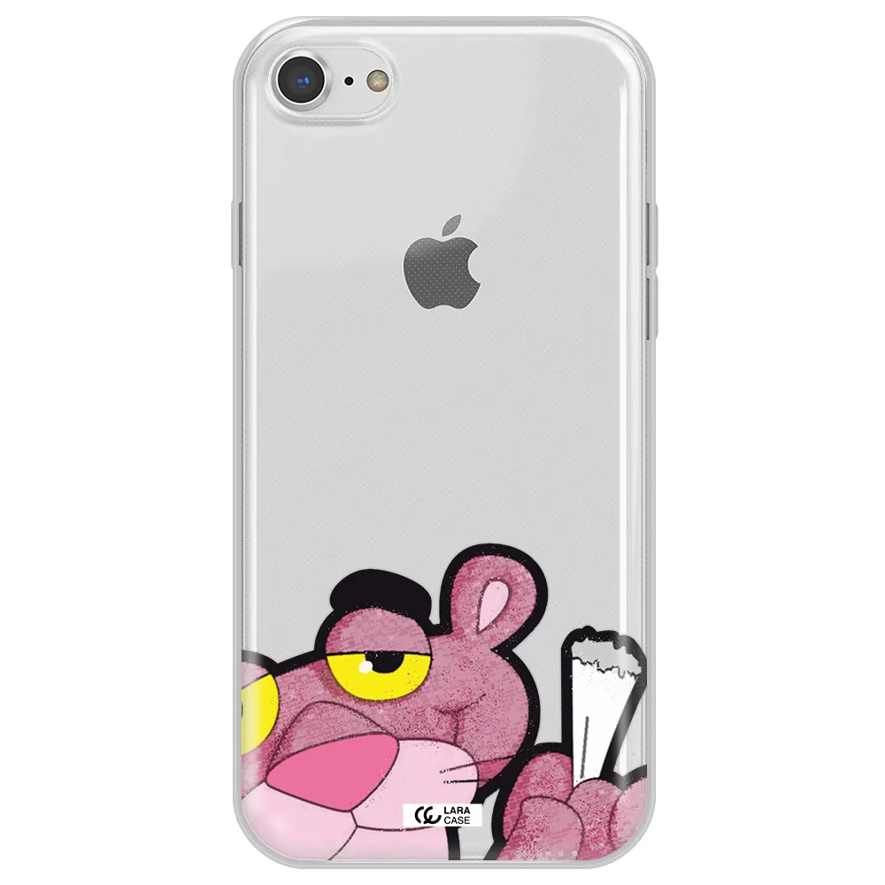 a cartoon of a pink bear Apple iPhone 8 Clear TPU Case