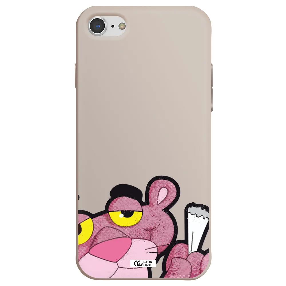 a cartoon of a pink bear Apple iPhone 8 Silicone Stone Case