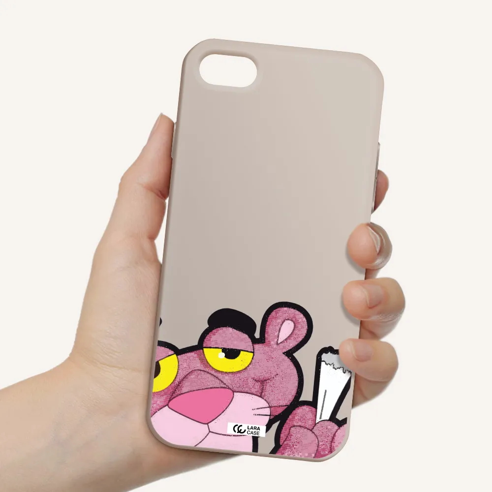 a cartoon of a pink bear Apple iPhone 8 Silicone Stone Case