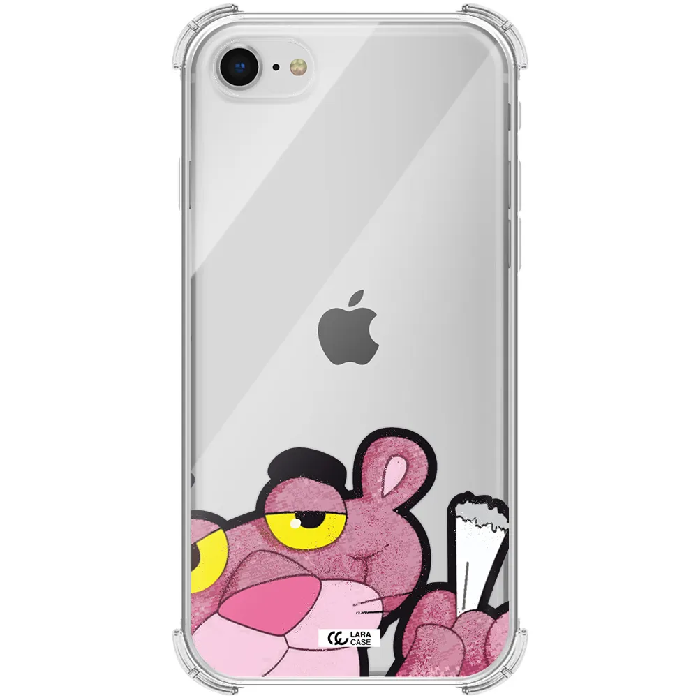 a cartoon of a pink bear Apple iPhone se 2020 Clear PC Case