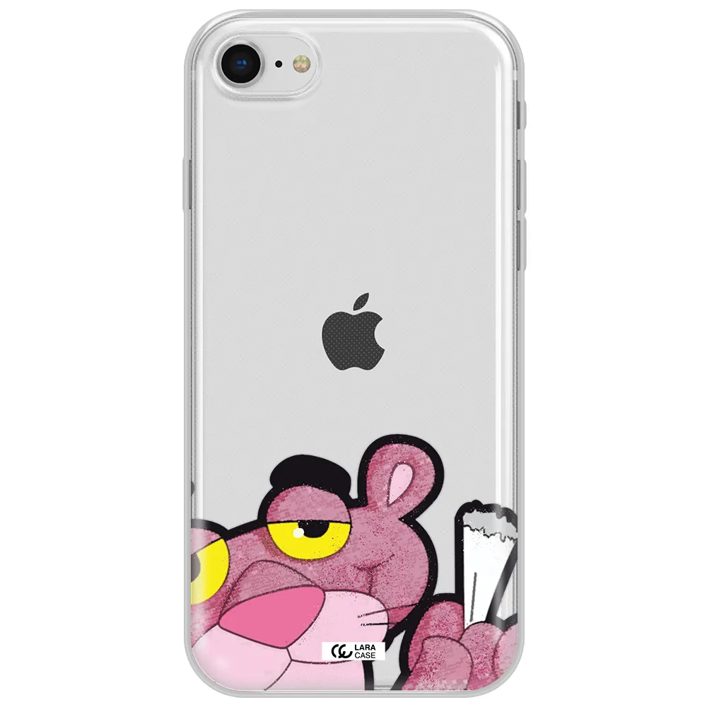 A Cartoon Of A Pink Bear Apple Iphone Se 2020 Clear Tpu Case