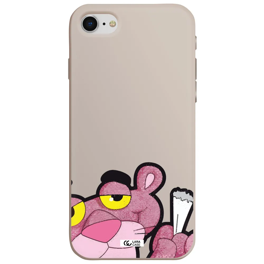 a cartoon of a pink bear Apple iPhone se 2020 Silicone Stone Case