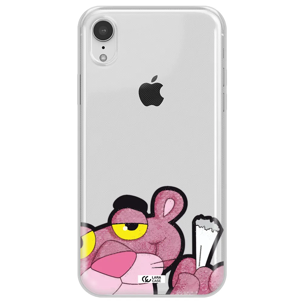 a cartoon of a pink bear Apple iPhone XR Clear TPU Case