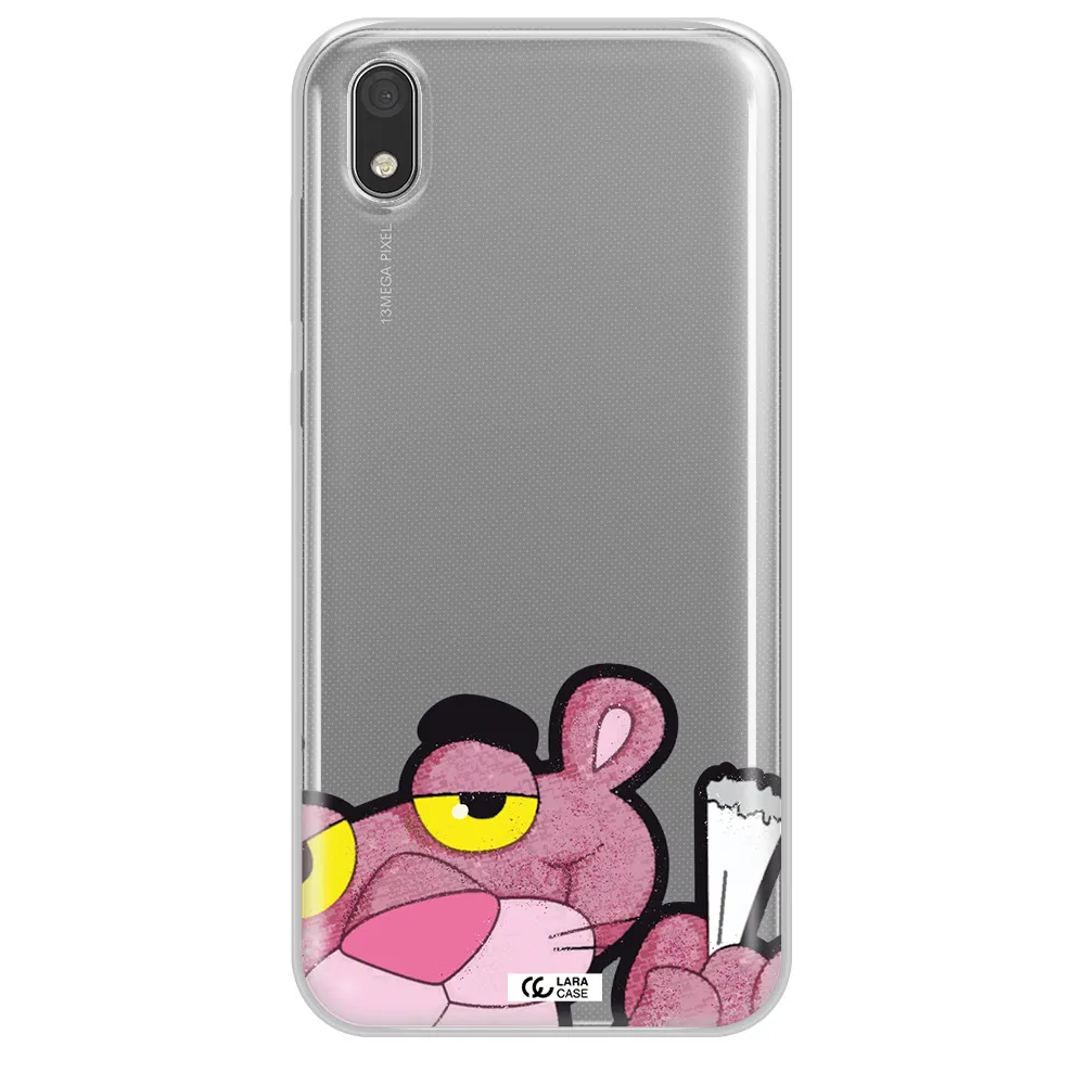 a cartoon of a pink bear Huawei Honor 8S Clear TPU Case