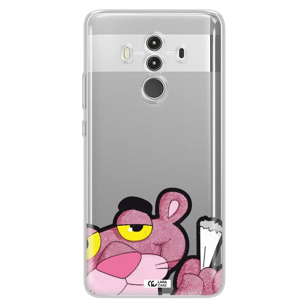 a cartoon of a pink bear Huawei Mate 10 Clear TPU Case