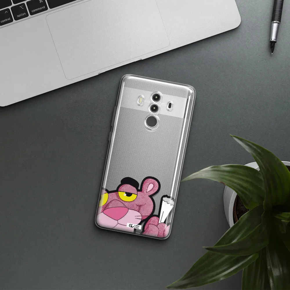 a cartoon of a pink bear Huawei Mate 10 Clear TPU Case