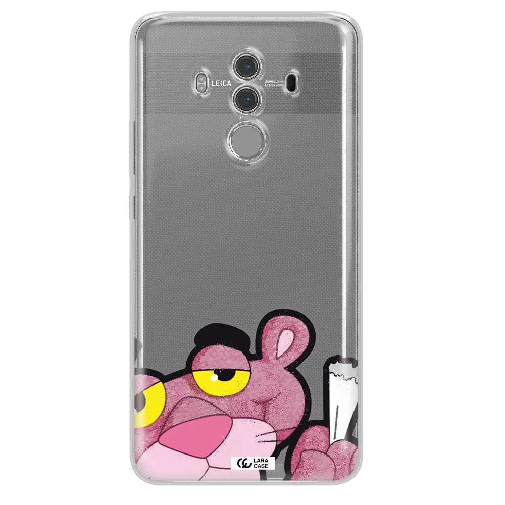 a cartoon of a pink bear Huawei Mate 10 Pro Clear TPU Case