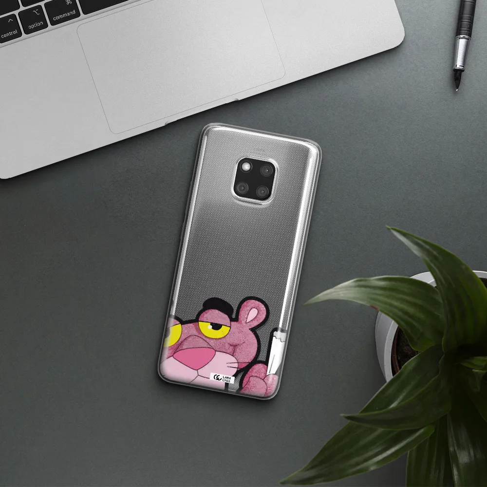 a cartoon of a pink bear Huawei Mate 20 Pro Clear TPU Case