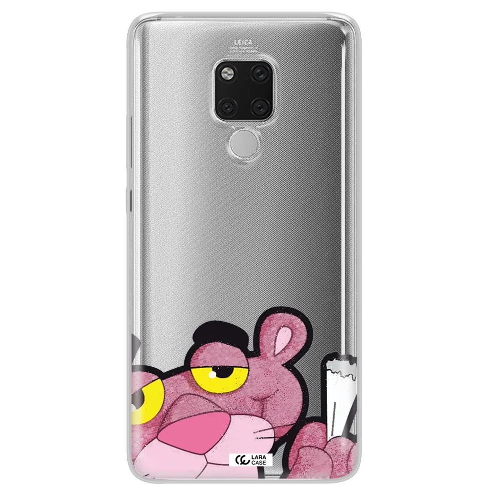 a cartoon of a pink bear Huawei Mate 20X Clear TPU Case