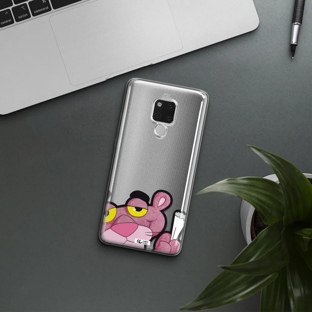 a cartoon of a pink bear Huawei Mate 20X Clear TPU Case