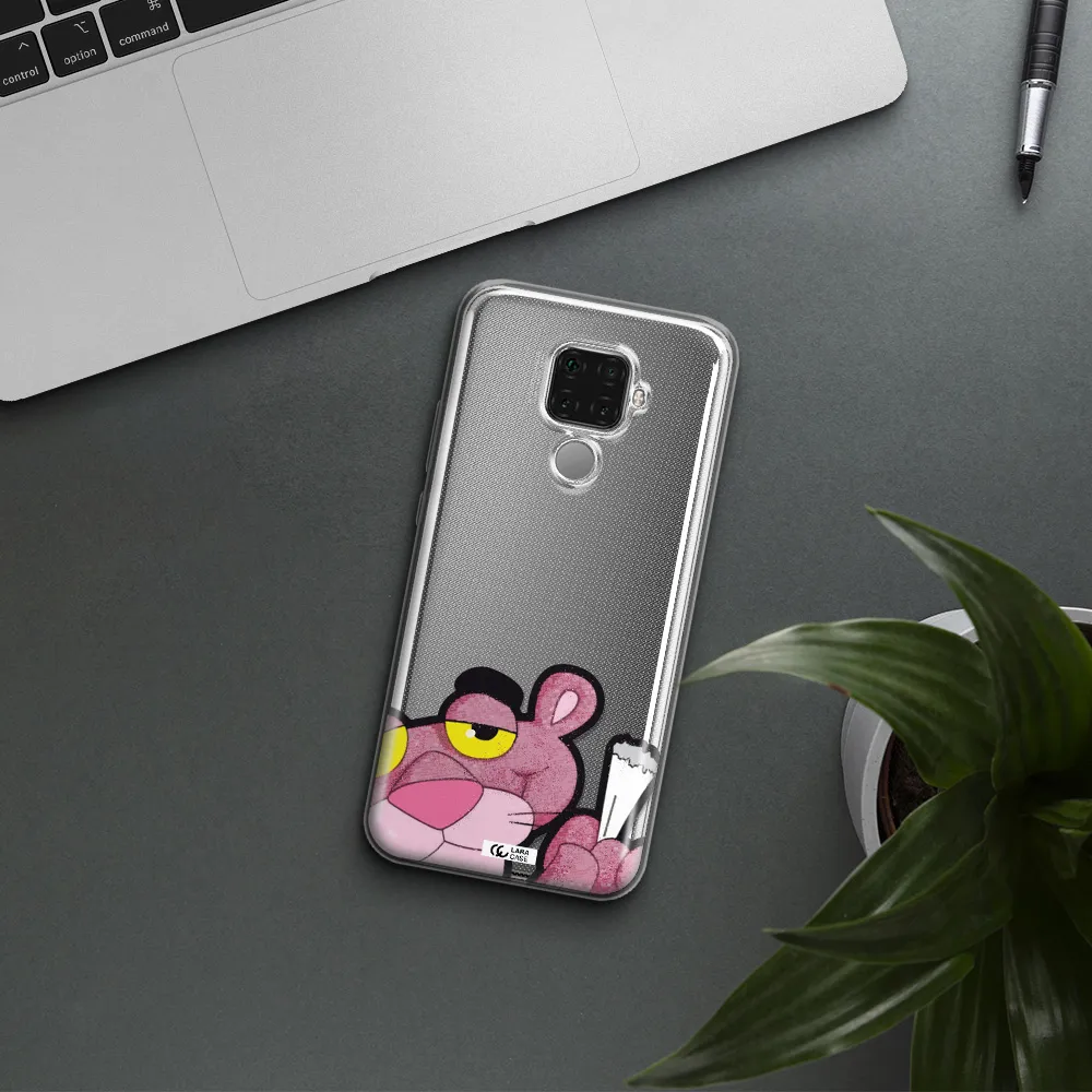a cartoon of a pink bear Huawei Mate 30 Lite Clear TPU Case
