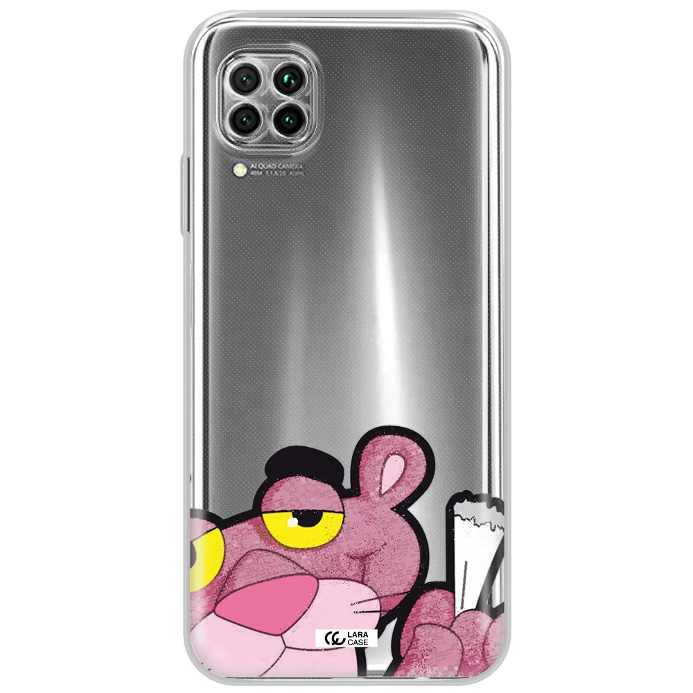 A Cartoon Of A Pink Bear Huawei Nova 7I Clear Tpu Case
