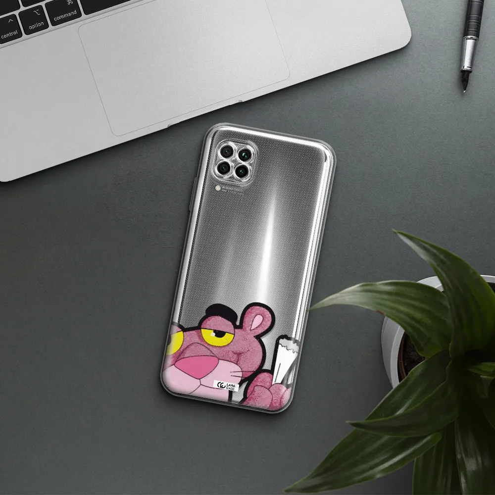 A Cartoon Of A Pink Bear Huawei Nova 7I Clear Tpu Case