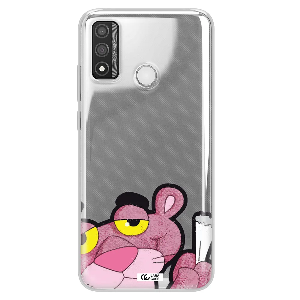 a cartoon of a pink bear Huawei P Smart 2020 Clear TPU Case