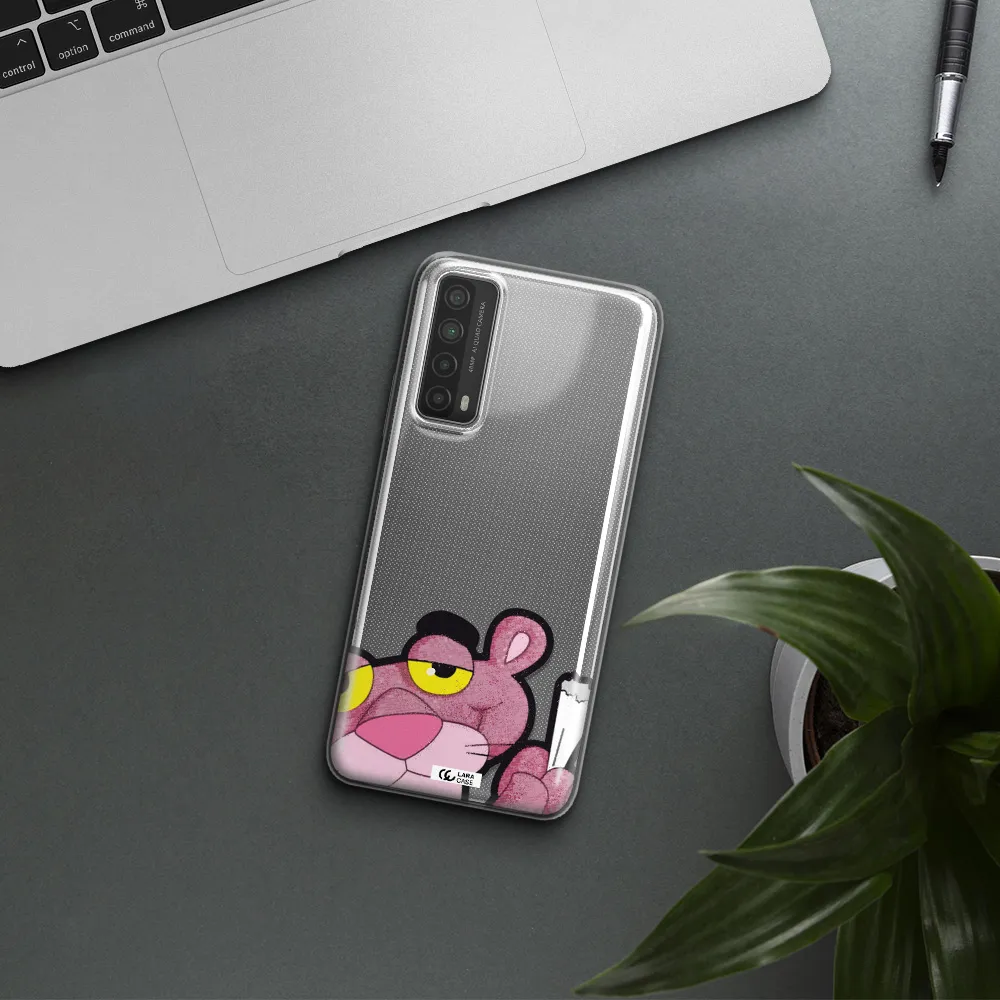 a cartoon of a pink bear Huawei P Smart 2021 Clear TPU Case
