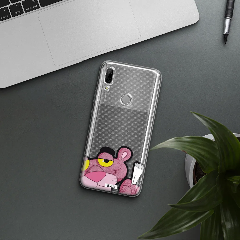 a cartoon of a pink bear Huawei P Smart Z Clear TPU Case