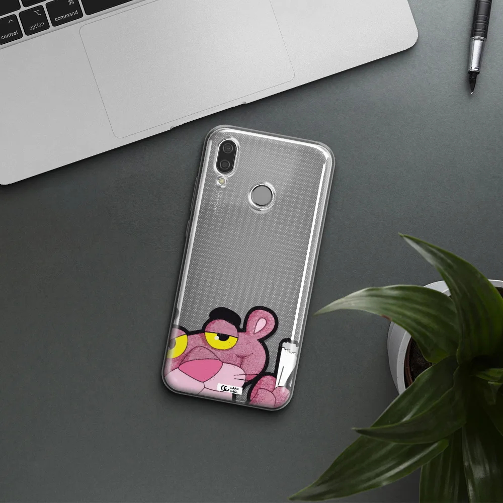 a cartoon of a pink bear Huawei P20 Lite Clear TPU Case