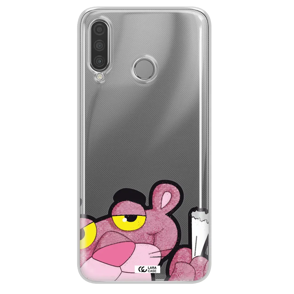 a cartoon of a pink bear Huawei P30 Lite Clear TPU Case