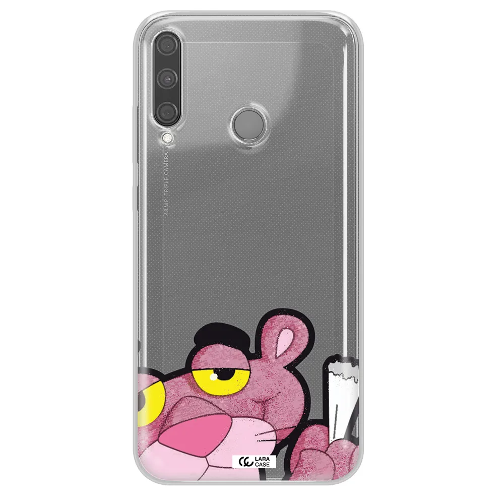 a cartoon of a pink bear Huawei P40 Lite E Clear TPU Case