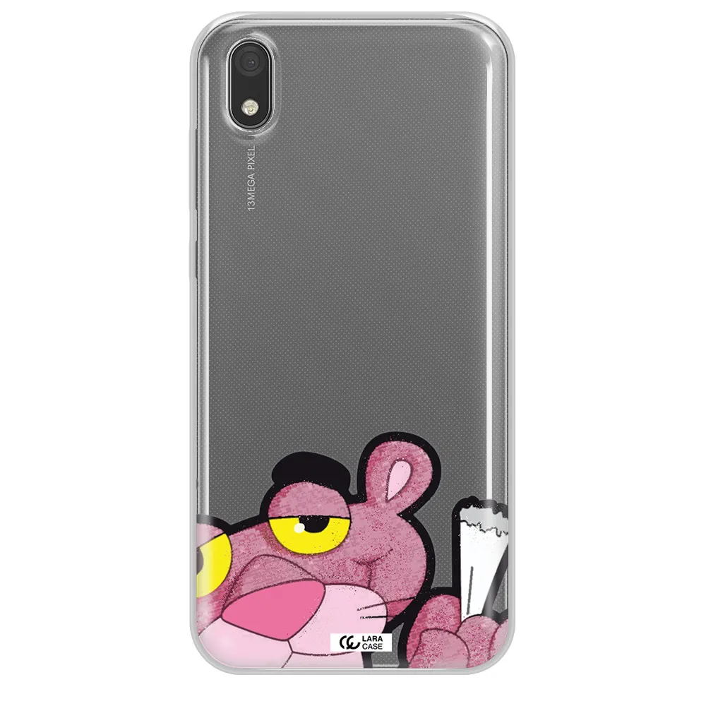 a cartoon of a pink bear Huawei Y5 2019 Clear TPU Case