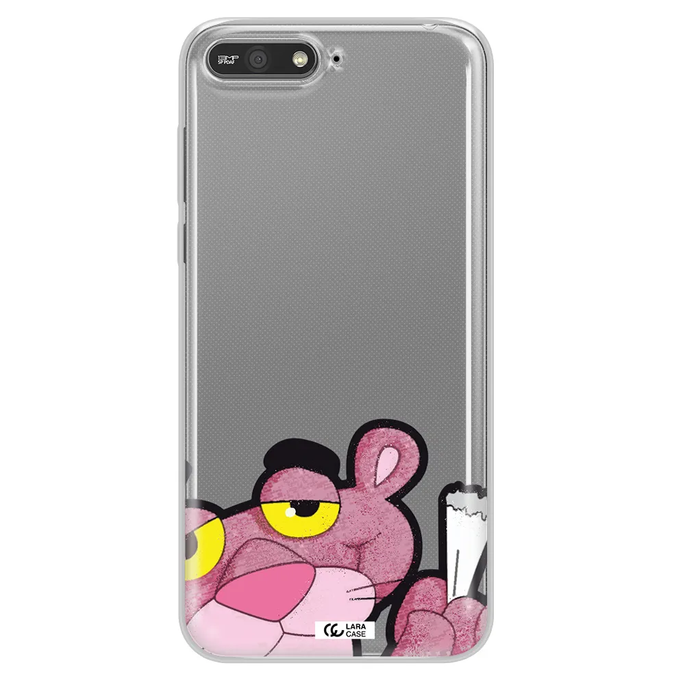 a cartoon of a pink bear Huawei Y6 2018 Clear TPU Case