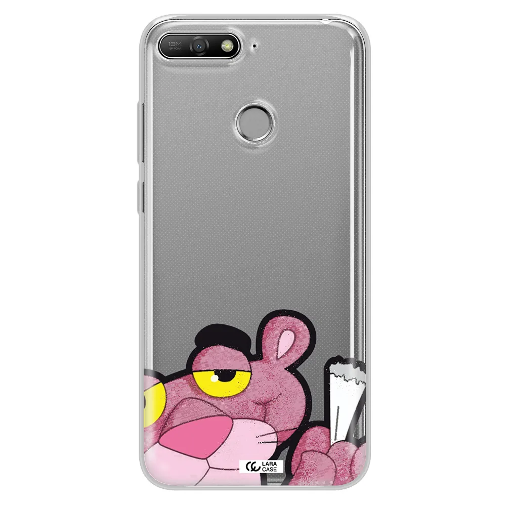 a cartoon of a pink bear Huawei Y6 Prime 2018 Clear TPU Case