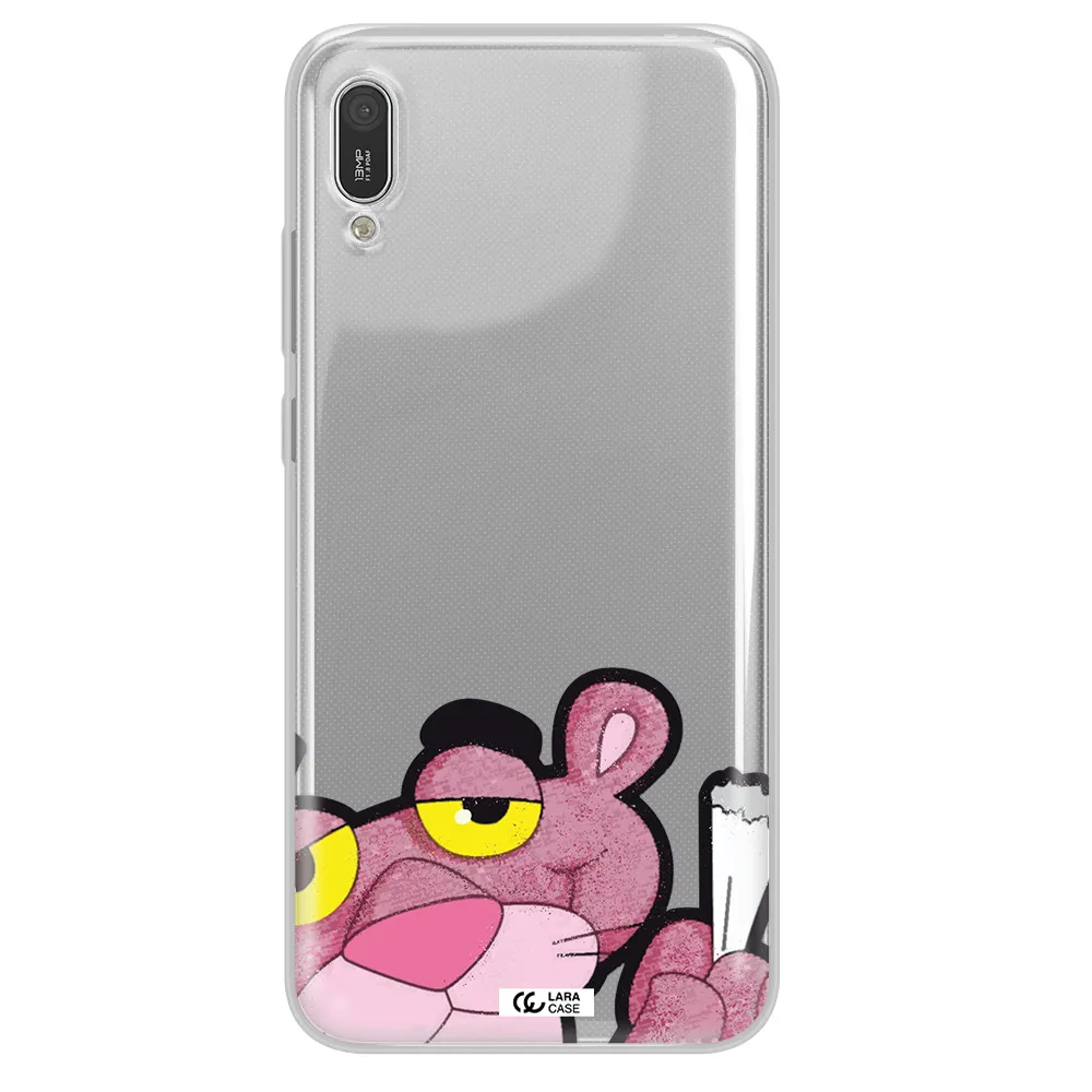 a cartoon of a pink bear Huawei Y6 Pro 2019 Clear TPU Case
