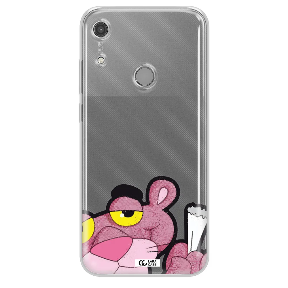 a cartoon of a pink bear Huawei Y6S Clear TPU Case