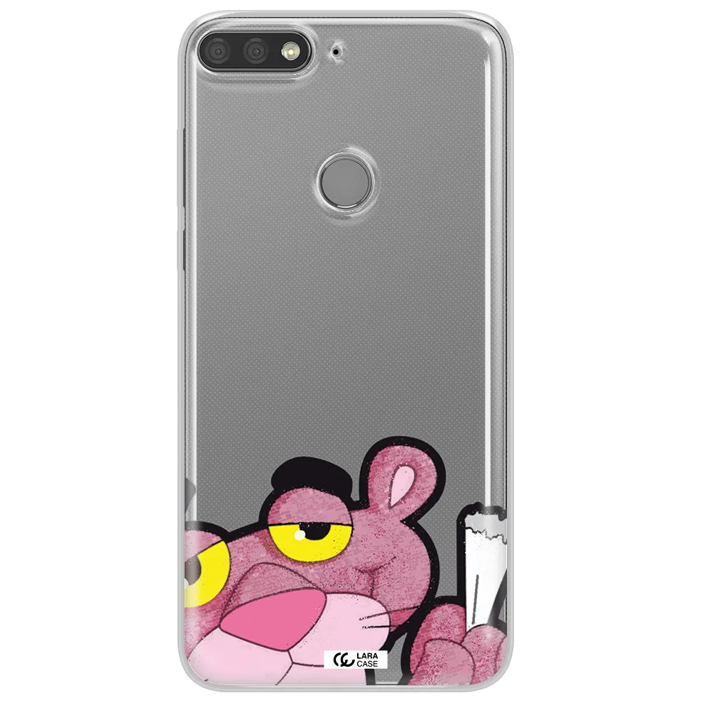 a cartoon of a pink bear Huawei Y7 Prime 2018 Clear TPU Case