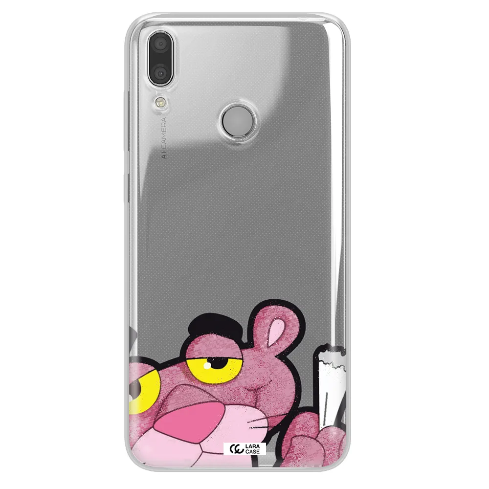 a cartoon of a pink bear Huawei Y9 2019 Clear TPU Case