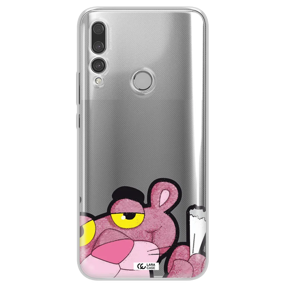 a cartoon of a pink bear Huawei Y9 Prime 2019 Clear TPU Case