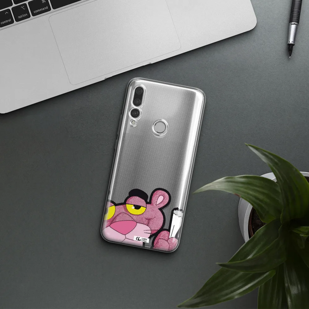 a cartoon of a pink bear Huawei Y9 Prime 2019 Clear TPU Case