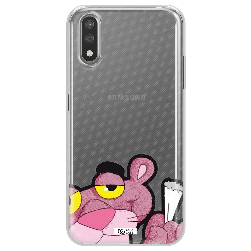 a cartoon of a pink bear Samsung A01 Clear TPU Case