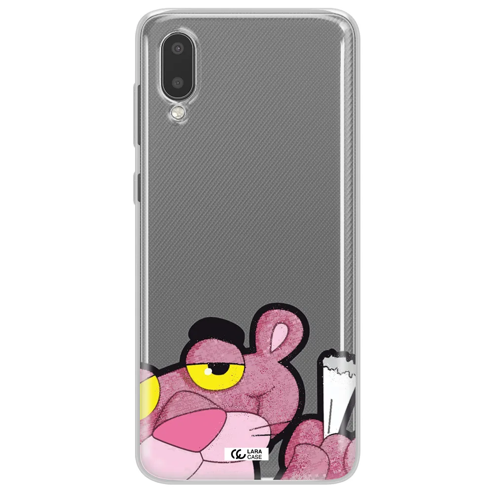 a cartoon of a pink bear Samsung A02 Clear TPU Case