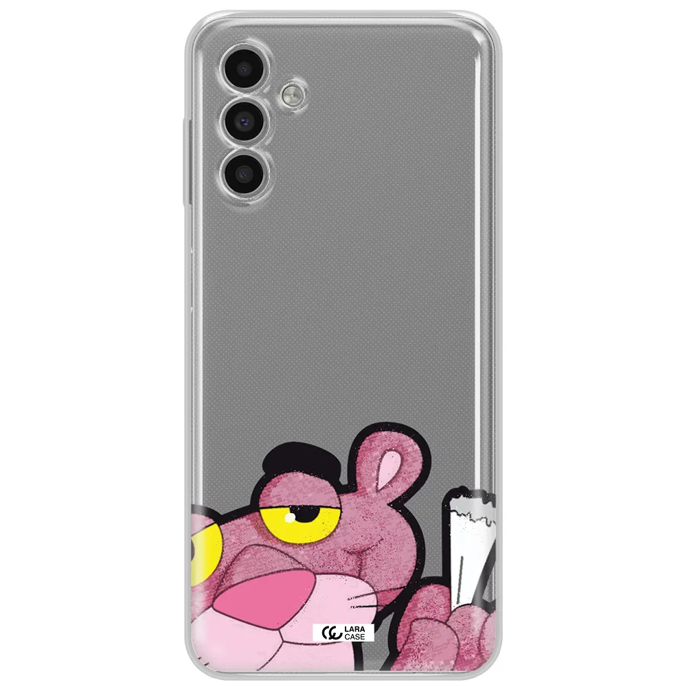 A Cartoon Of A Pink Bear Samsung A13 5G Clear Tpu Case