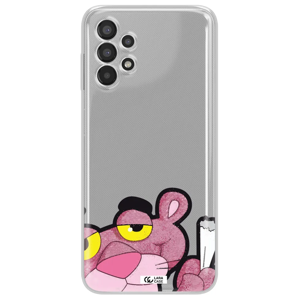 a cartoon of a pink bear Samsung A13 Clear TPU Case