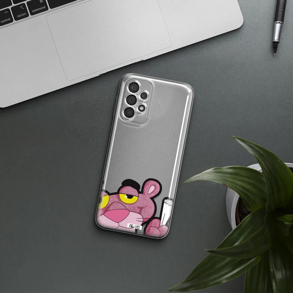 A Cartoon Of A Pink Bear Samsung A23 5G Clear Tpu Case