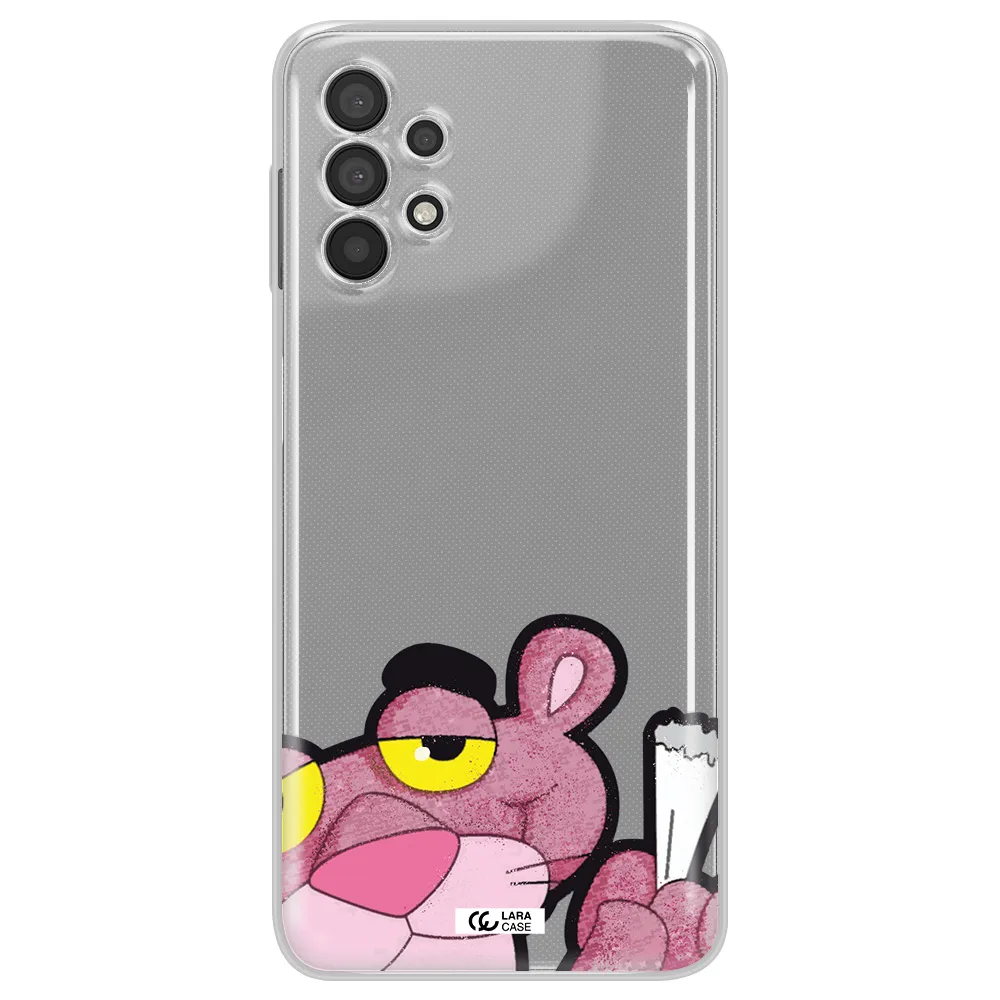 a cartoon of a pink bear Samsung A32 Clear TPU Case