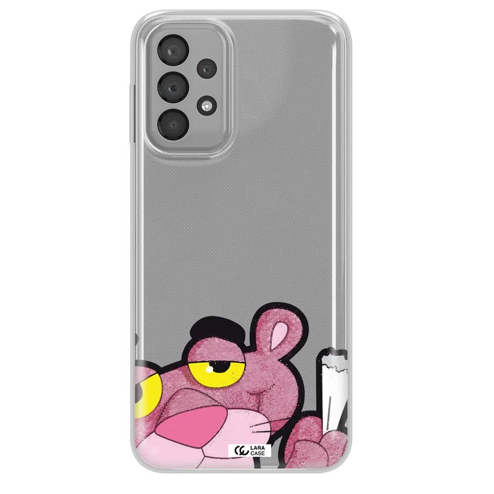 a cartoon of a pink bear Samsung A33 Clear TPU Case