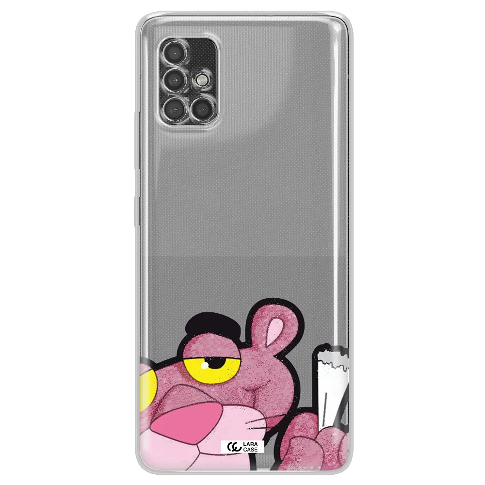 A Cartoon Of A Pink Bear Samsung A40S Clear Tpu Case
